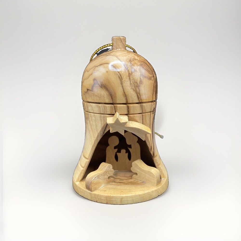 Olivewood Bethlehem Nativity Ornament Israel Hand Carved Holy Land Christmas
